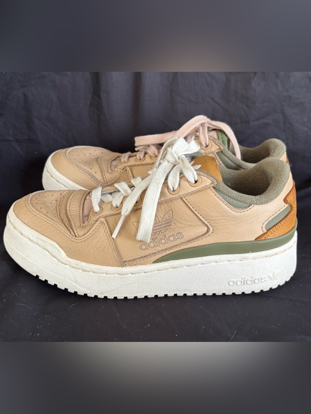 women's adidas Wmns Forum Bold 'Magic Beige Focus Olive Size 6 leather sneaker